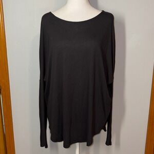 Vince Black Long Sleeve‎ drop shoulder mixed media Top Contrast Women's Size M